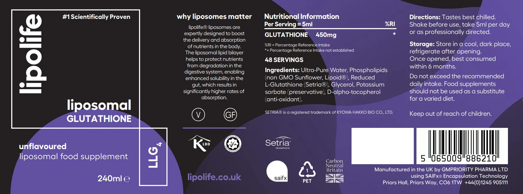 Lipolife - Liposomal Glutathione 240 ml - Image 2