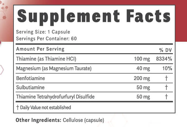 Objective Nutrients - Thiamega (høydose B1 tiamin) 60 kapsler - Image 4